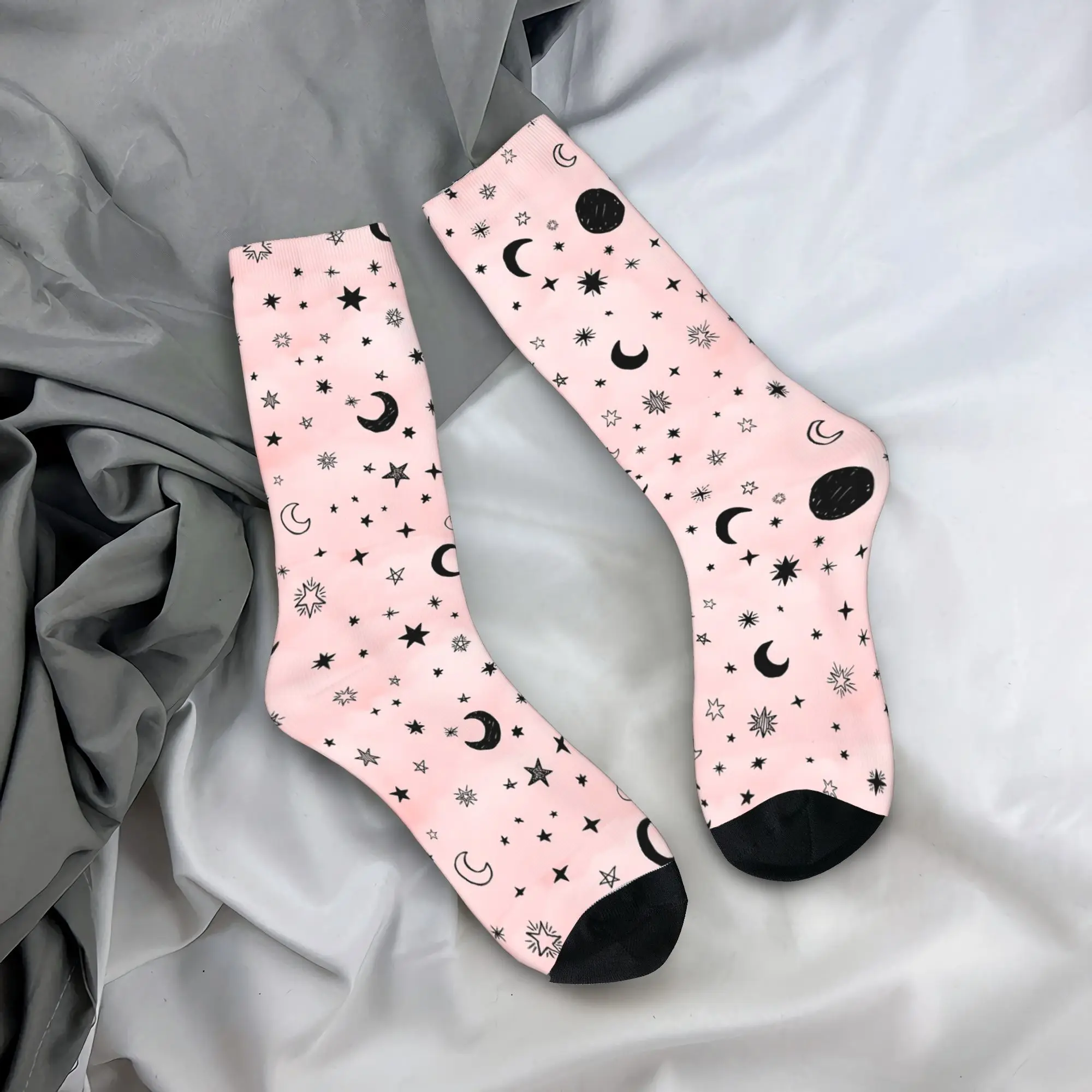 

Носки на все сезоны с розовым узором «Небесная галактика», длинные носки в стиле Харадзюку, хип-хоп, аксессуары для мужчин и женщин, подарки