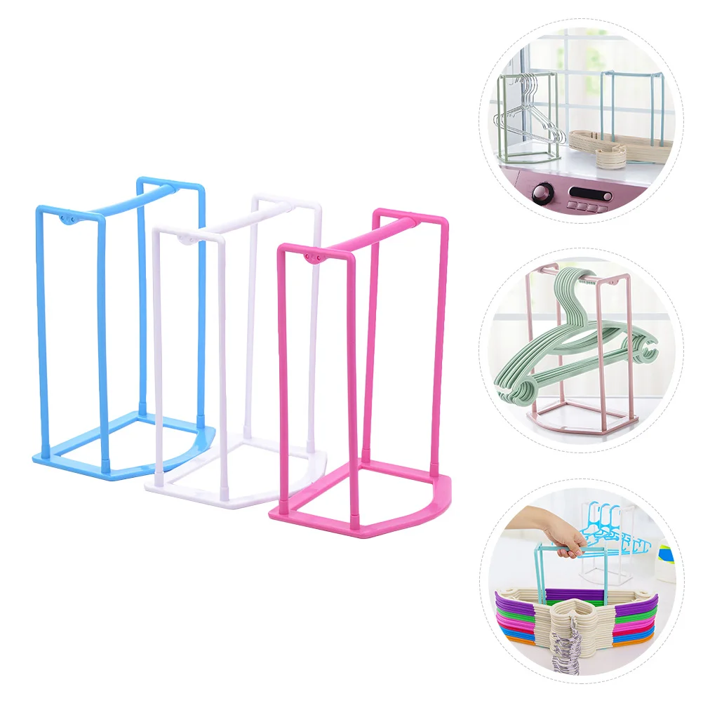 

3Pcs Clothes Hanger Holders Organizer Rack No-Punch Design Space-Saving Plastic Storage Shelf for Home Use Hanger Storage