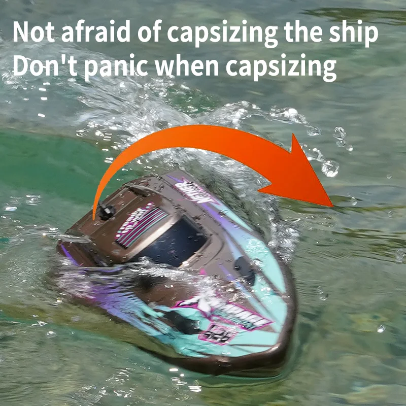 Smart Alarm Sealed Waterproof Electric Remote Control Boat 30KM/H Capsize Reset LED Lighting High Speed RC Speedboat Boat Toy