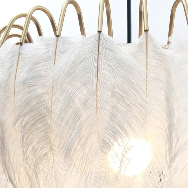 Nordic Feather ไฟ LED จี้ห้องนั่งเล่นตกแต่งบ้านในร่ม LOFT แขวนโคมไฟห้องนอนโคมระย้า Luster FIXTURE