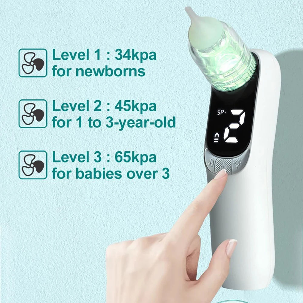 Aspirador Nasal Eléctrico Digital para Niños, Dispositivo de Succión Nasal con Música Colorida, Anti-reflujo, Desobstruye las Vías Nasales para Niños