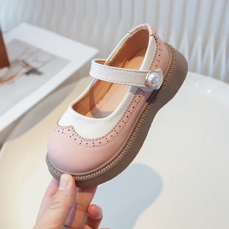 2024 Children Leather Shoes for Girls Autumn New Fashion Comfortable Korean Casual Sweet French Anti-slippery Versatile Shoes