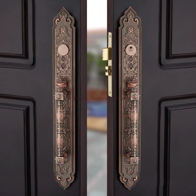 

Bronze Luxury European style/ Villa Door Lock Security hotel door lock entry Double-open Folio Door Lock