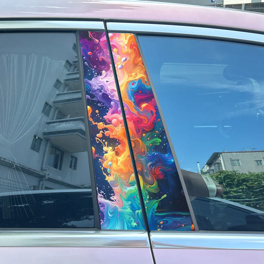 

Graffiti Dopamine Colorful Wave Car Stickers Auto B-pillar Waterproof Durable Decals Cover Scratches DIY Car Accessories