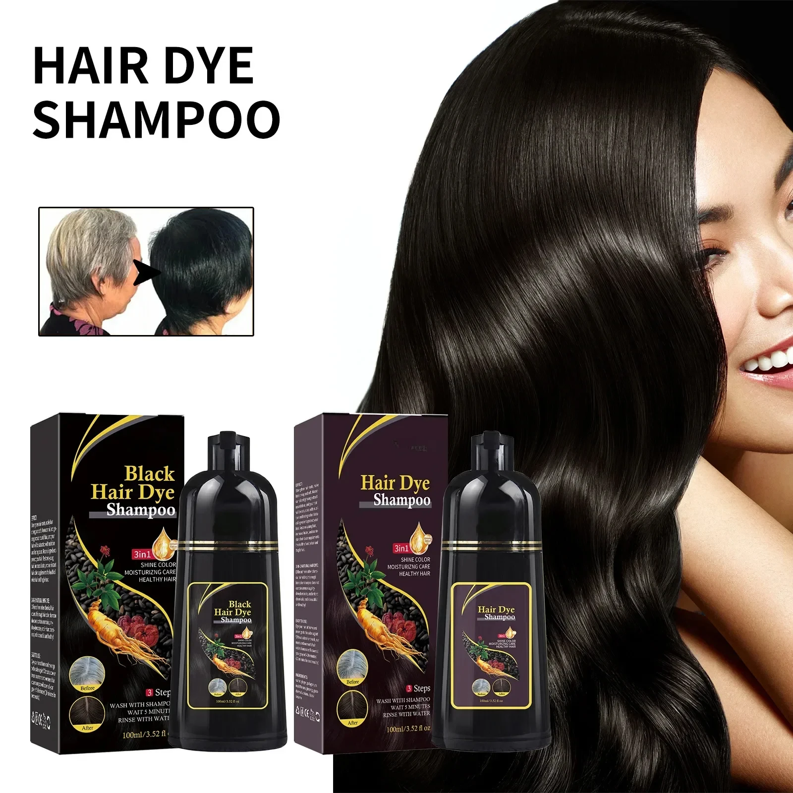 3 in 1 Haarfarbe Shampoo Gesundheit natürliche Kräuter Haar färbemittel Shampoo für Gary Haar dunkelbraun schwarz für Frauen Männer grau Abdeckung