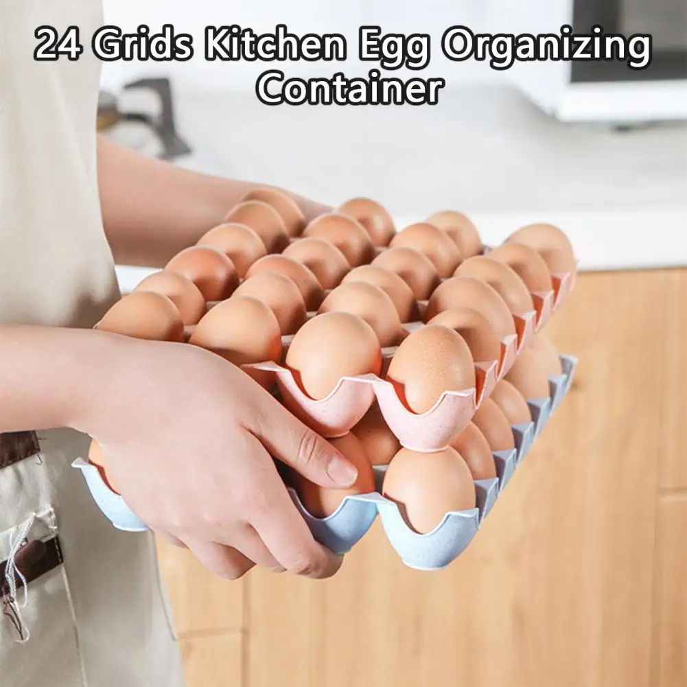 

24 Grids Egg Storage Box Stackable Kitchen Fridge Egg Organizer Box Refrigerator Food Containers Egg Case Holder Tray