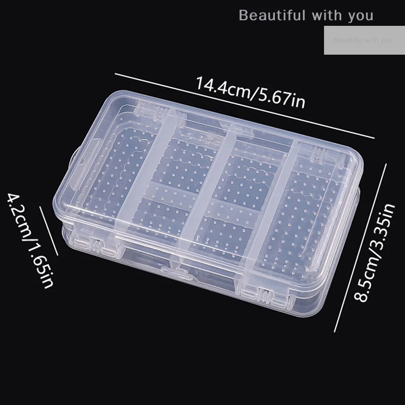 Caja organizadora de Arte de uñas de doble capa, 10 rejillas, herramienta de almacenamiento, caja de almacenamiento de plástico rectangular, contenedor de Clips de cuentas, salón de manicura