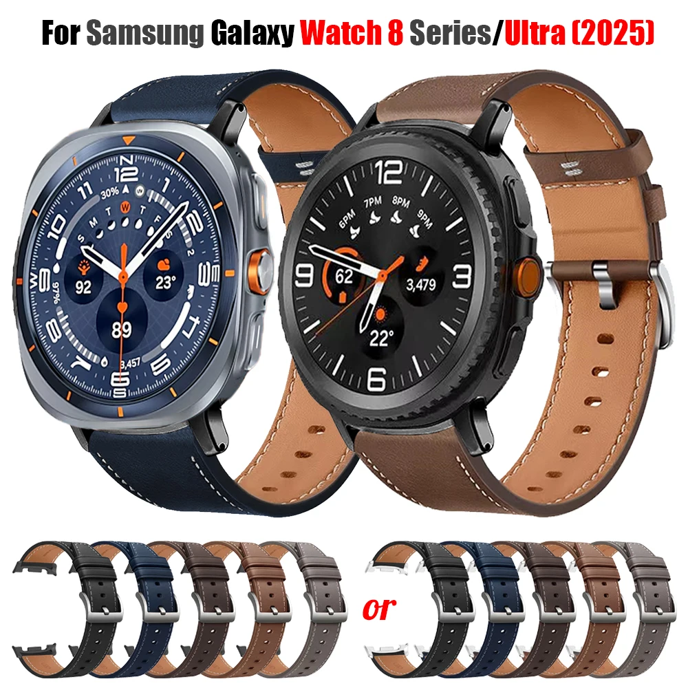 Cinturino da polso in pelle per Samsung Watch Ultra 2025 Bracciale Galaxy Watch 8 40mm 44mm/8 Classic 46mm Uomo Donna Sostituisci cinturino