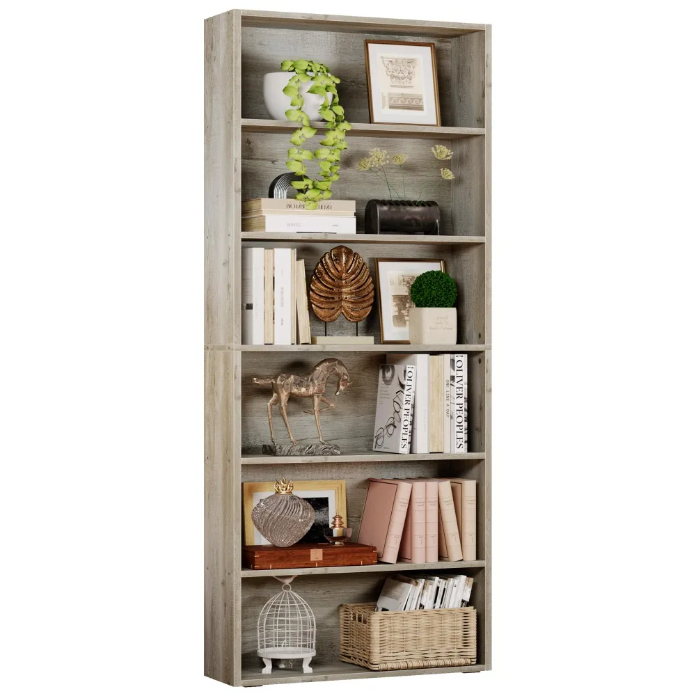 

Bookshelves and Bookcases Floor Standing 6 Tiers Display Storage Shelves, 70 in Tall Bookcase Home Decor Furniture