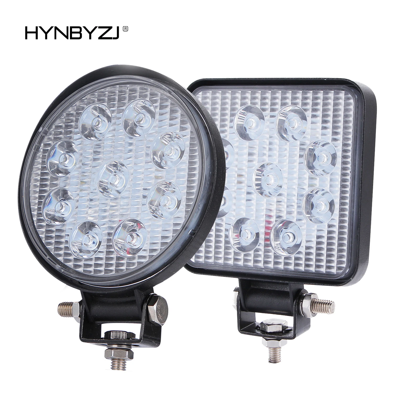 

HYNBYZJ Led Light Bar 27W LED Square Round Spotlight Off Road LED Work Light 12V 24V For Car Truck 4X4 4WD SUV ATV Boat