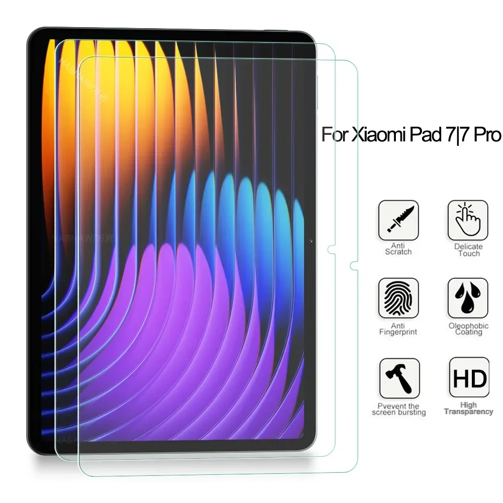 

2 Pieces Hard Scratch Proof Film HD Tempered Glass Screen Protector For Xiaomi Pad 7 Clear Protective Cover For Xiaomi Pad 7 Pro