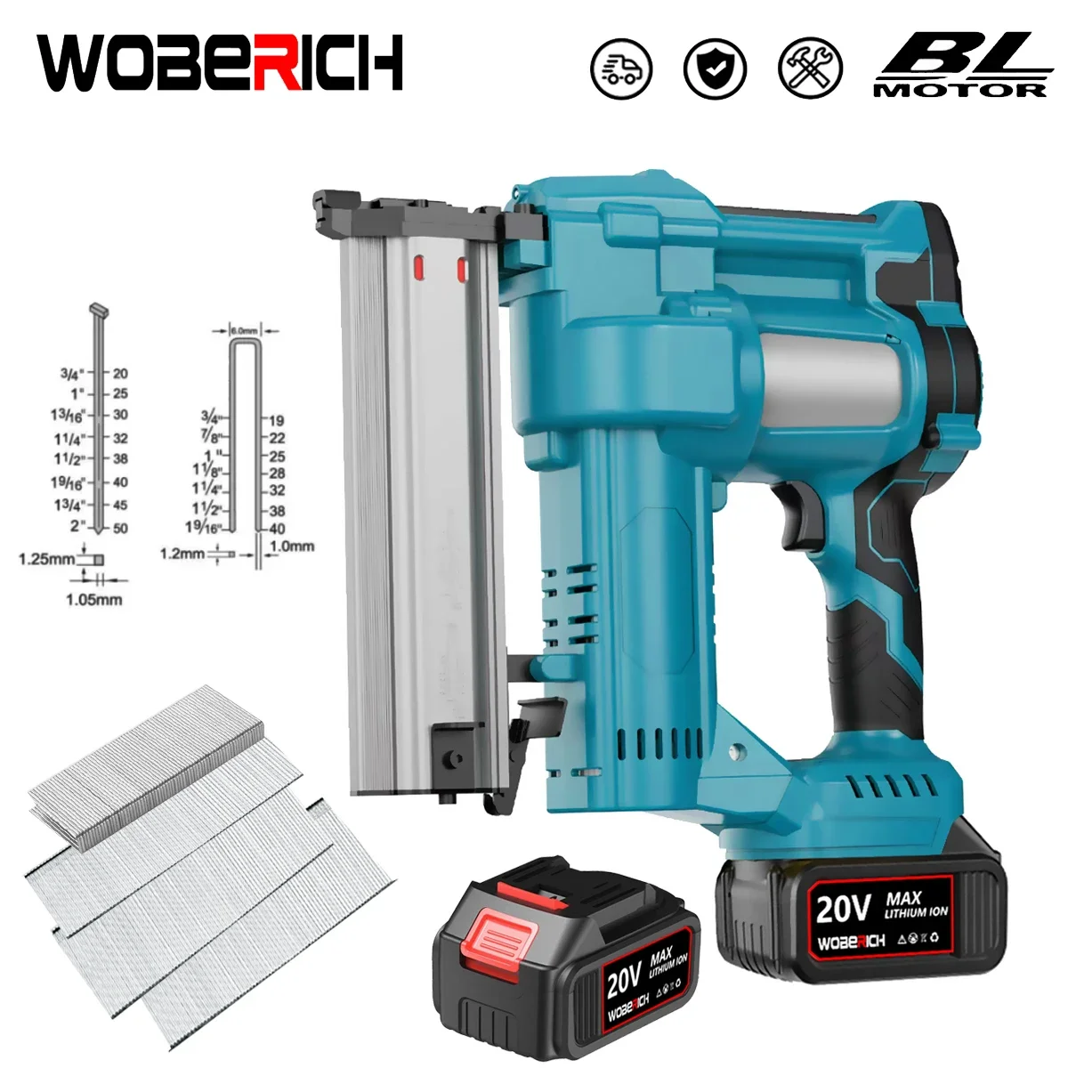 

Brushless Cordless Nail Gun 2 in 1 Nailer/Stapler Gun Woodworking Compatible for Makita Battery,2 Mode with 4 Set Nails