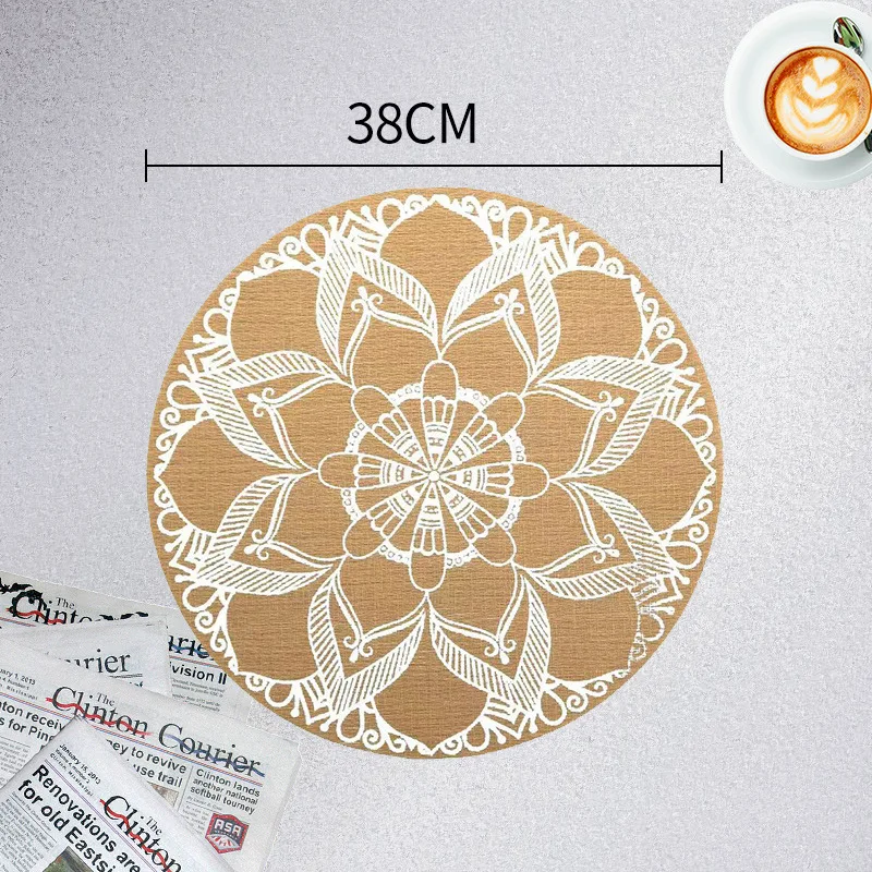 Round Placemats For Dining Table Coaster Heat-Resistant Placemats Stain Resistant Anti-Skid Washable Cotton Woven Tableware Mat