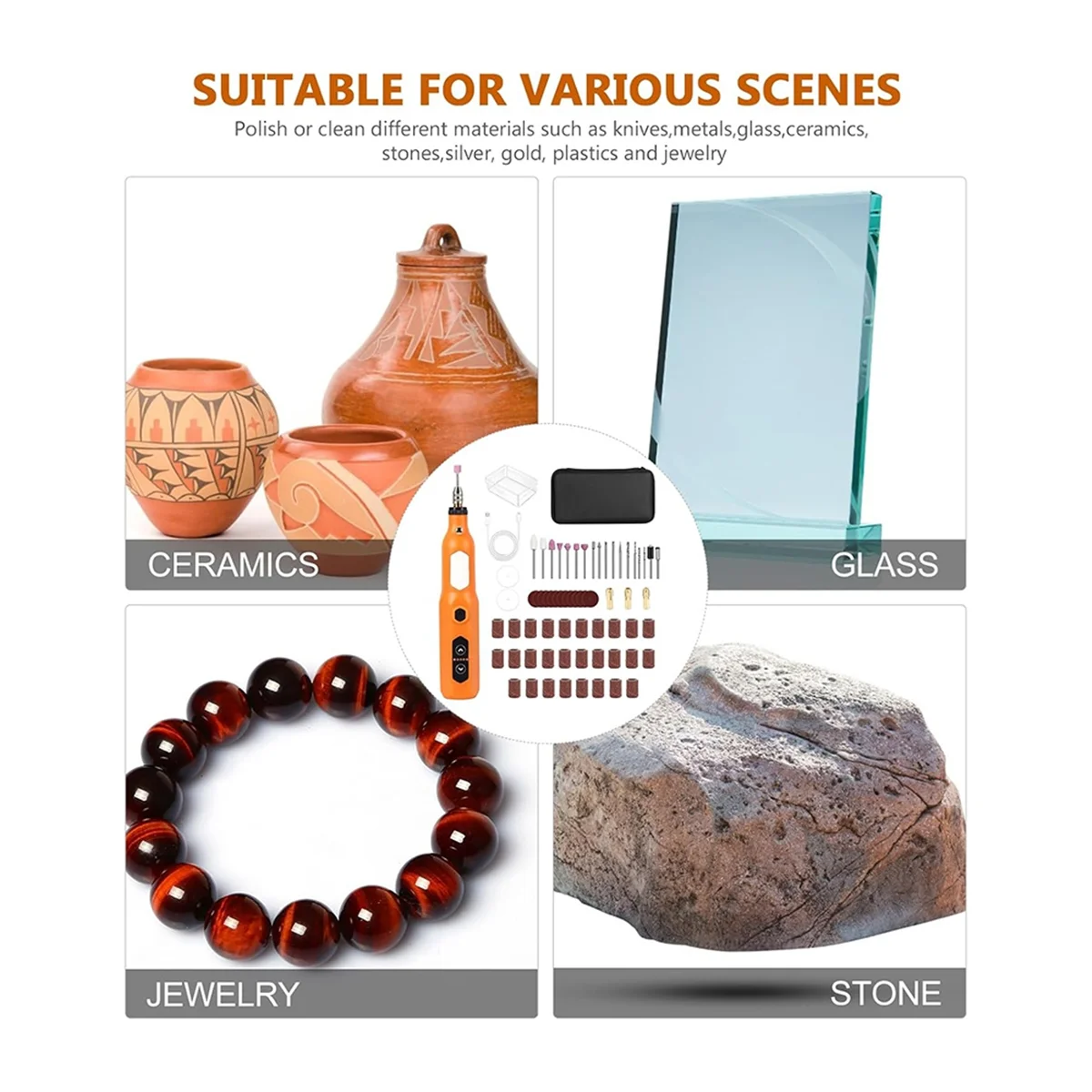 

ABGL Mini Engraving Pen Cordless Rotary Tool Kit, 5 Speed USB Charging Pen for Sanding, Polishing, Drilling