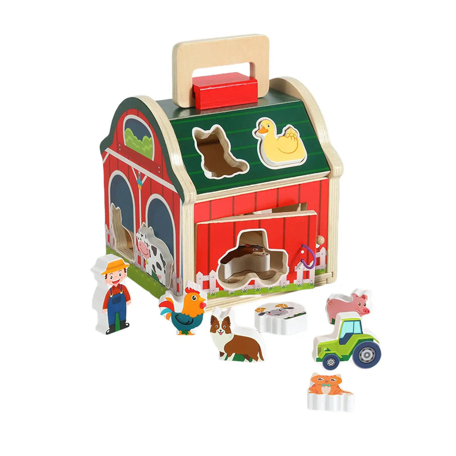 Wooden Shape Sorter House Early Learning Interactive Color Shape Sorting
