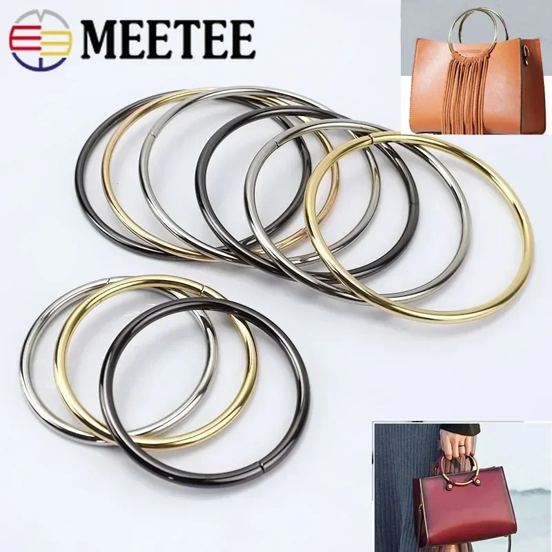 2Pcs Meetee O Ring Metal Bag Handle Buckles for Women Handbag Lock Decoration Clasp Handles Connect DIY Bags Part Accessories