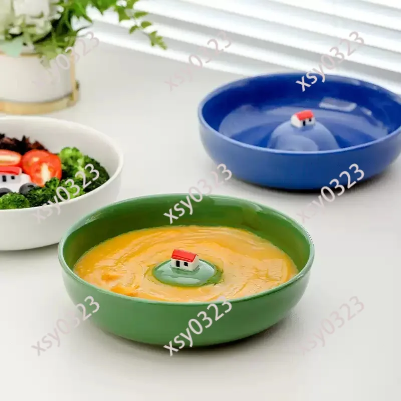 

7 Inch Ceramic Flat Plate, Porcelain Dish for Home Kitchen Tableware