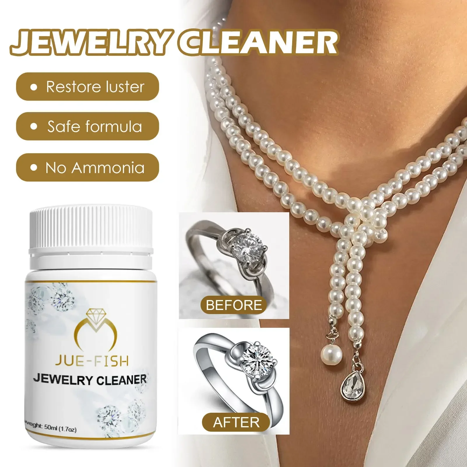 50ML Jewelry Cleaner Silver Jewelry Necklace Ring Clean Polishing Spray Ring Care Washing Fluid Multi-Function Purpose Cleaner