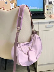 JIAERDI Harajuku Purple Hobos Bag Women New Harajuku Aesthetic Nylon Casual Crossbody Bag Ladies Large Capacity Y2k Handbag Chic