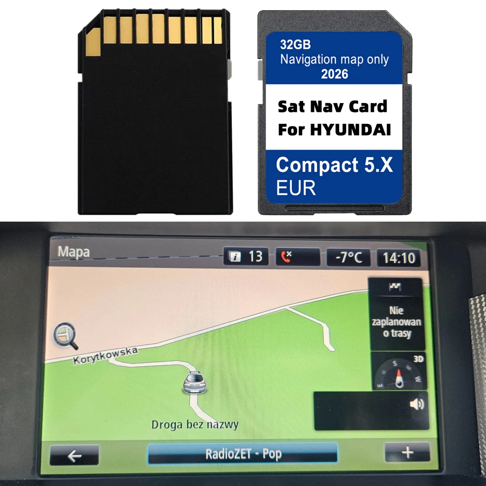 GEN5 GPS für Hyundai Kona Santa Tucson i10 i20 i30 i40 Auto Kompakt 5.X RUR Update 2026 SD-Karte Karte EU Sat Nav 32GB