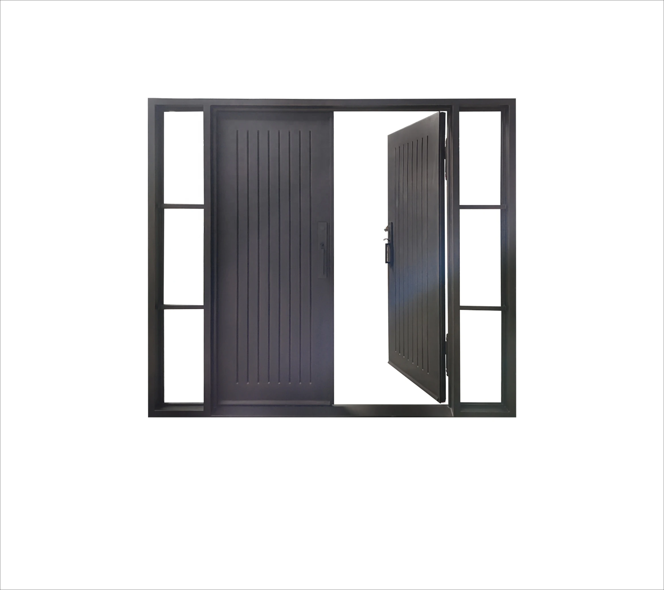 Modern Minimalist Forged Iron Luxury Entrance Door Popular Steel Entrance Decoration Design