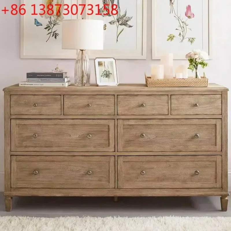 

American retro solid wood French antique style living room bedroom old storage cabinet