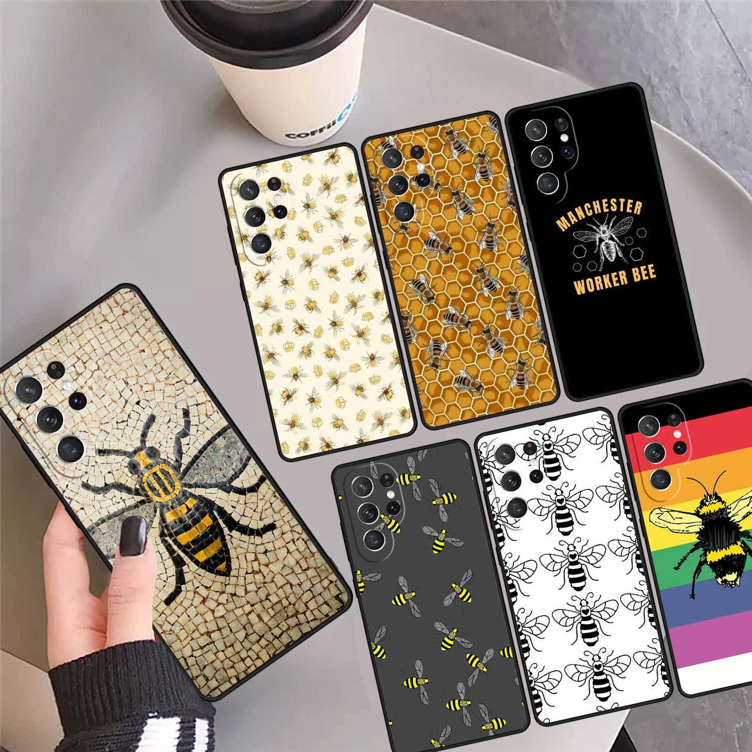 Manchester worker bees Bumble Phone Case Cover For Samsung Galaxy S24 Ultra 23 S22 Plus S21 FE S20 S8 S9 S10 Note 10 Pro Note 20