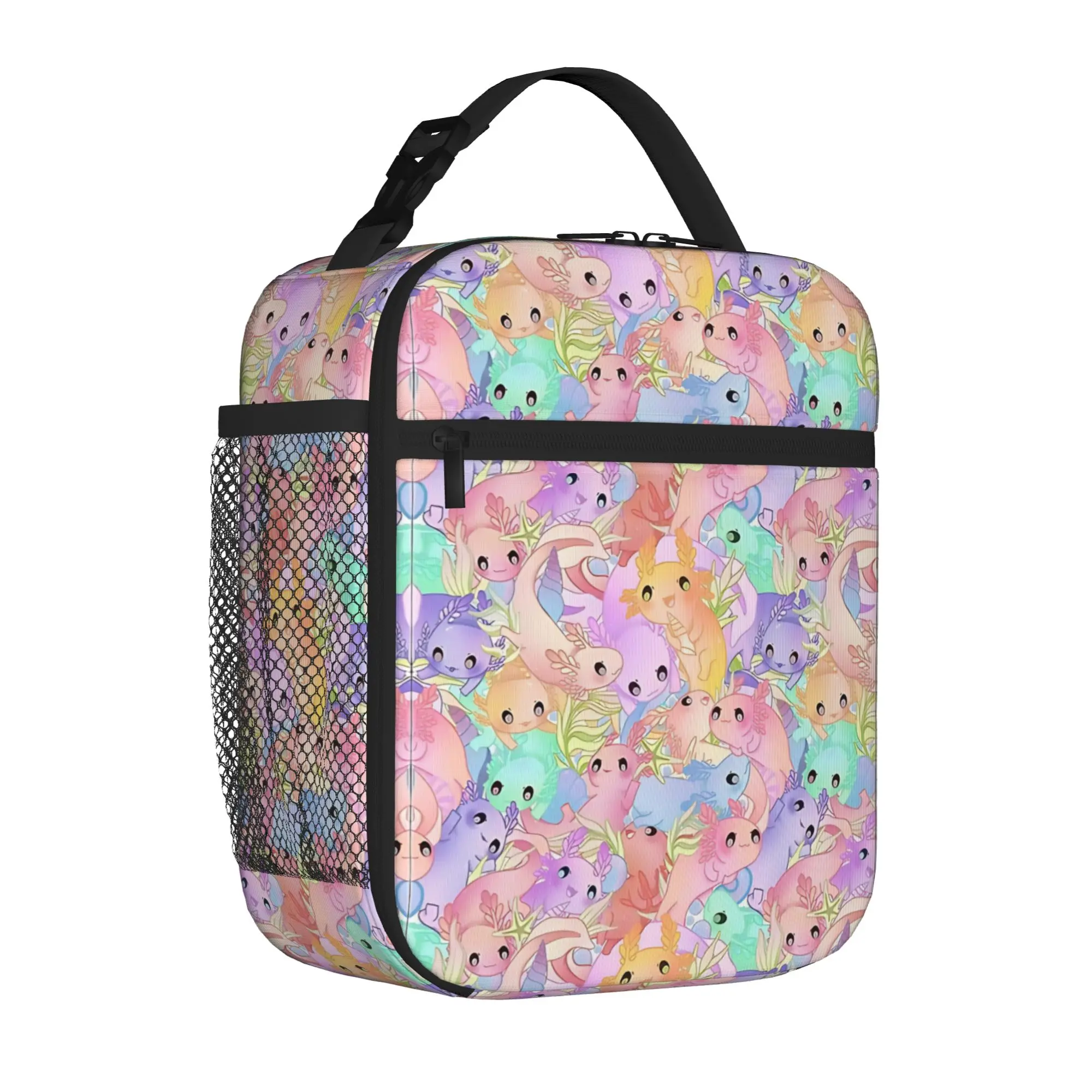 1 Piece Portable Lunch Container Swimmy Axolotls Zipper Closure Durable Pocket Axolotls For Lunch Box Bag
