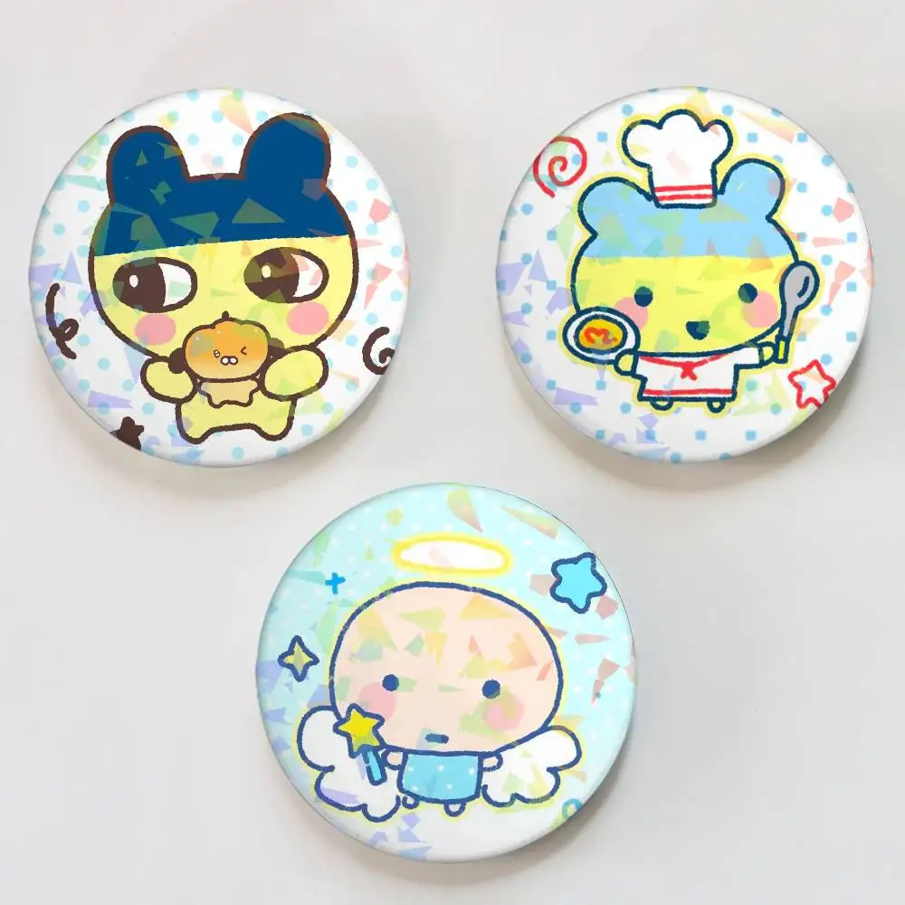Cartoon T-TaMAgOtchI-I Round Badge Lapel Pins for Backpacks Briefcase Laser Brooch Clothes Gifts