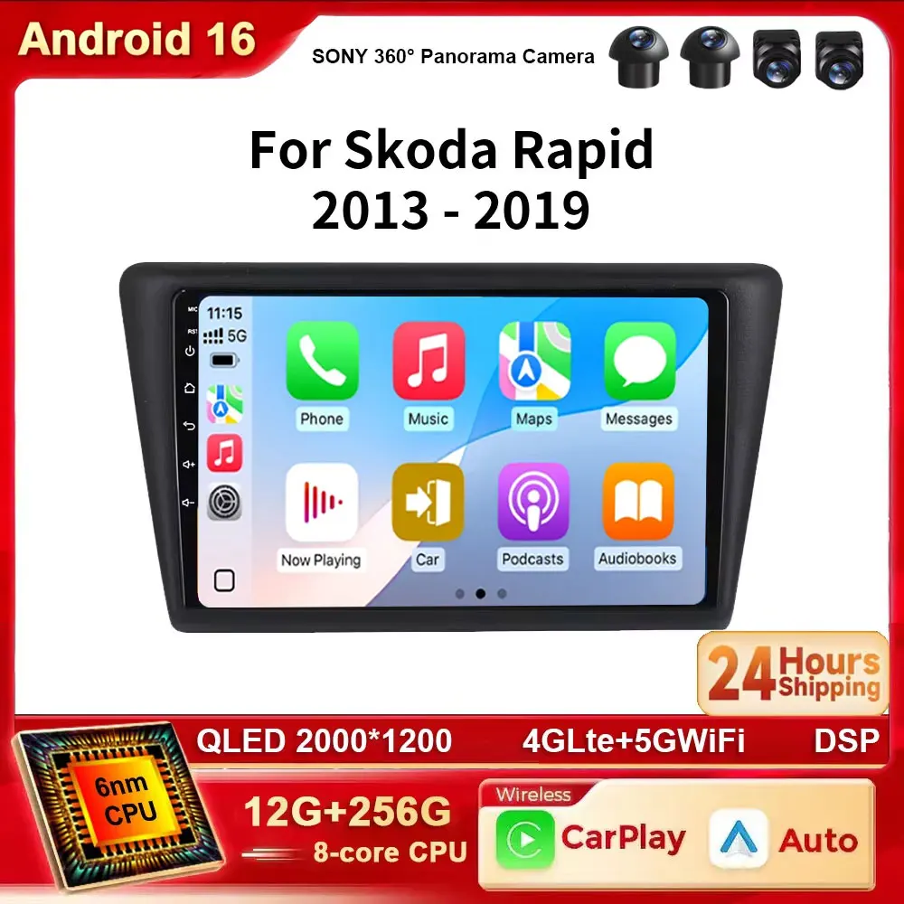 Android 16 Auto Radio GPS Multimedia For seat Toledo 2015-2018 For VW Skoda Rapid 2013 2014 2015 2016 2017 2018 2019 carplay