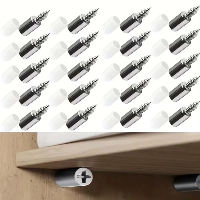 1/16 Pack Self-Tapping Screw Partition Nail, Cross Head with Rubber Sleeve, Wardrobe Cabinet Shelf Support for Home Improvement
