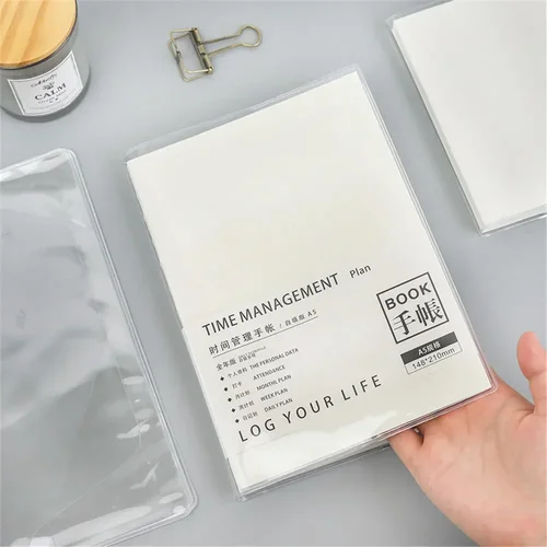 Funda protectora transparente de PVC resistente al agua para cuaderno A6, A5, diarios, planificador, cuaderno, diario, cubierta protectora, suministros de oficina