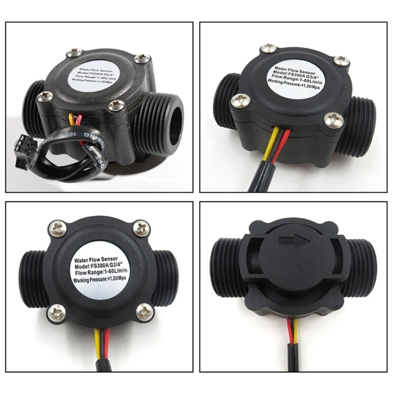 ipiip 3/4 ''ホール効果液体水流センサー流量計カウンターメーター水流センサー 3.5V-24V 2-60L/分