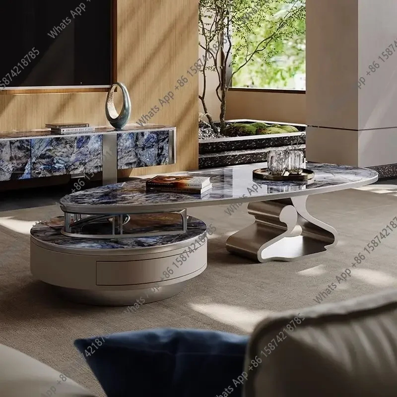 

X Small Apartment Household Balcony Light Luxury Living Room Coffee Table Marble Rectangular Combination X