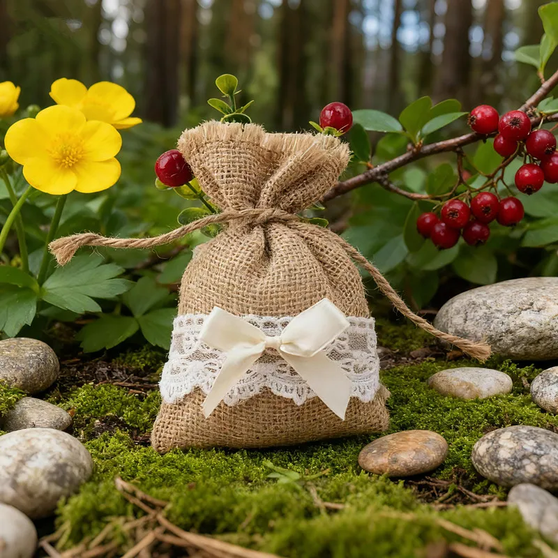 

Свадебные сумки с кружевом и лентой, джутовые сумки из мешковины, деревенские свадебные подарочные пакеты Canyd, 50 шт.