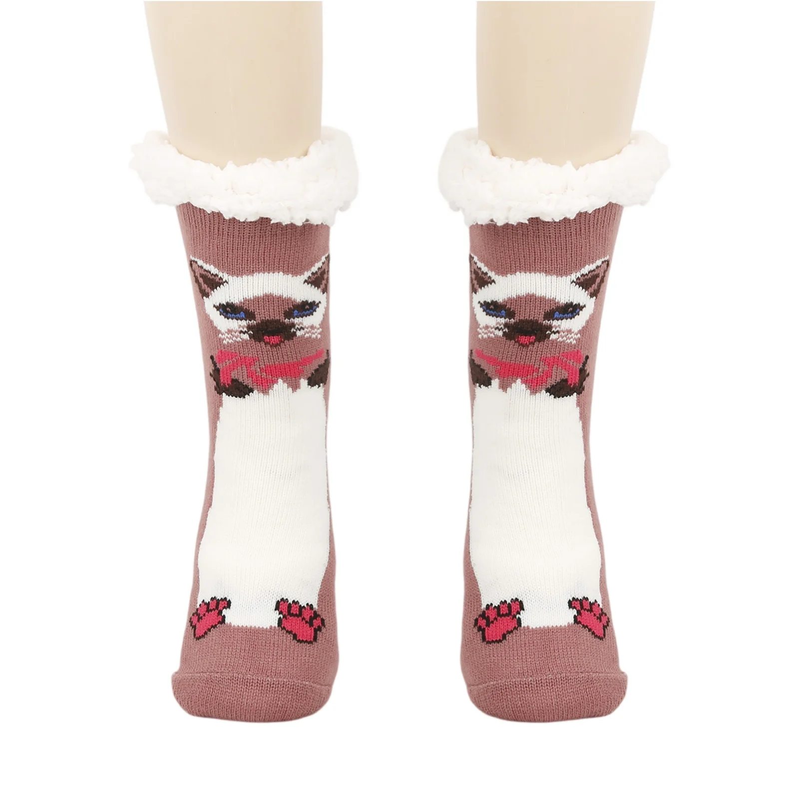 

Women'S Feet Warm Plush Socks Cute Sleep Socks Home Mid-Tube Floor Socks Daily Wear Cat Daily Activities Winter Home