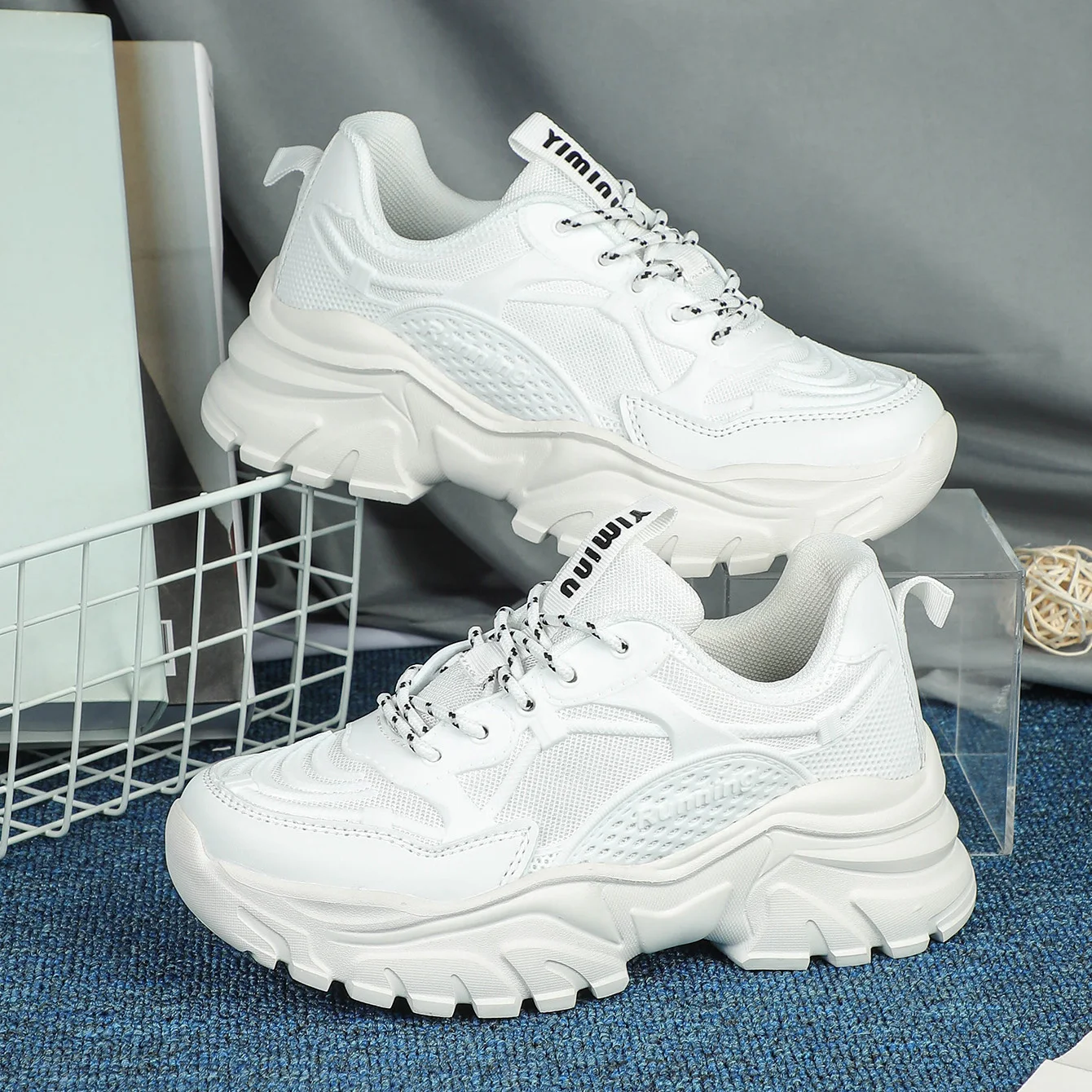 

YRZL Men Sneakers Fashion Men Sneakers Casual Lightweight Slip Resistant Walking Shoes Breathable Mesh Comfortable Sport Shoes