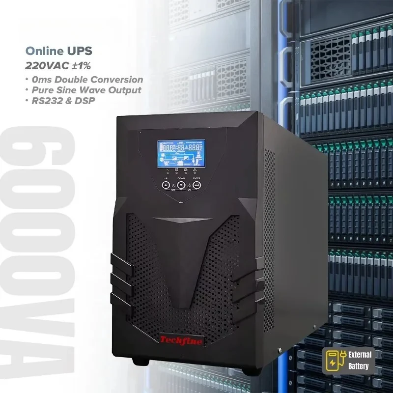 

6kva 6000w Online Ups 6000va 0ms Transfer Time Power UPS Uninterrupted Power Supply 6kw External Battery for Data Center