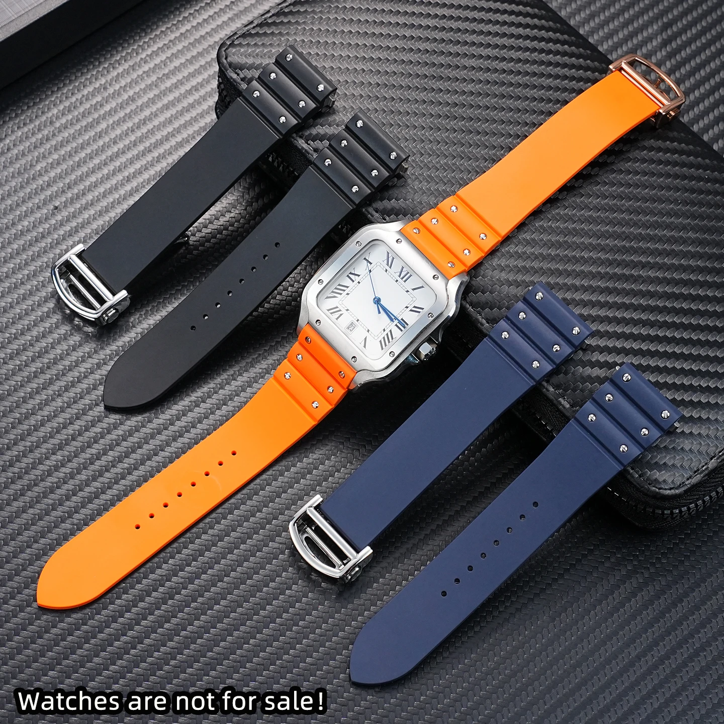 ل كارتييه جديد سانتوس متوسطة الإفراج السريع حزام (استيك) ساعة فلوروروبر حزام WSSA0010 استبدال سوار الرجال 21 مللي متر حزام فيتون #2