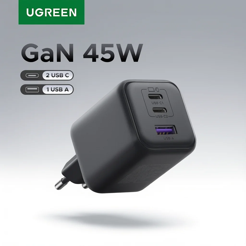 Carregador USB C 45W/30W/25W/20W GaN 【Enchufe da ue】UGREEN 45W/30W/25W/20W GaN Carregador PD3.0 PPS QC3.0 USB C Carregador rápido para iPhone 16 15 14 Pro Max Samsung S25 iPad Air