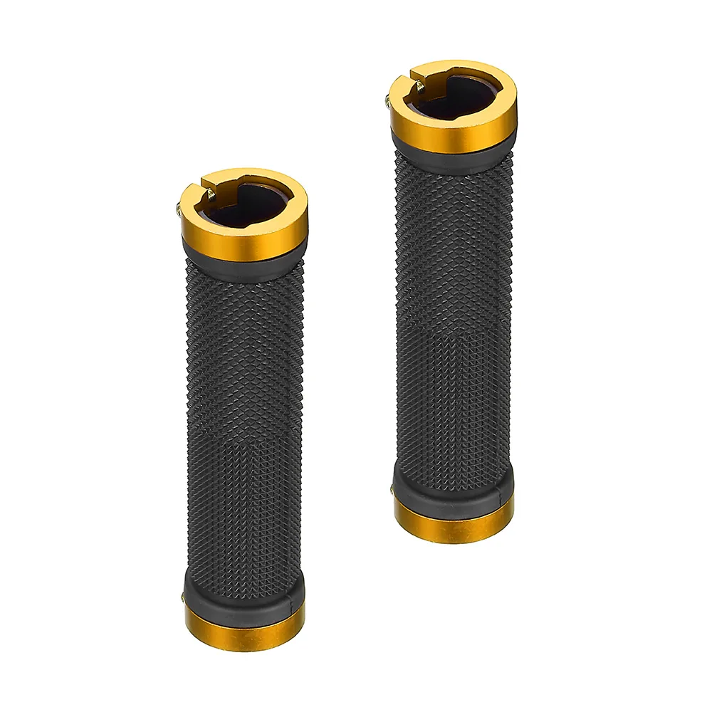 Bicycle Handbar Grips with 1Pair Alluminium Alloy End Plugs,Rubber, Non-slip,Bilateral Lock Cycling