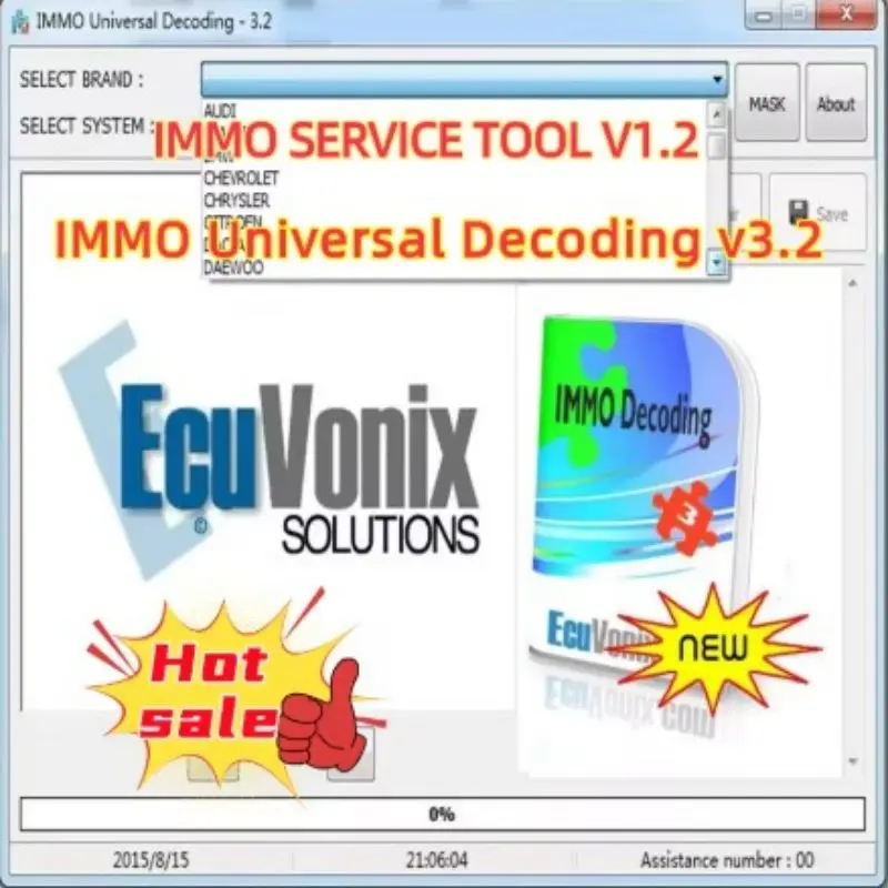 

EcuVonix 3.2 IMMO Universal Decoding V3.2 and IMMO Service Tool V1.2 to Remove IMMO with Keygen and Unlimited Crack