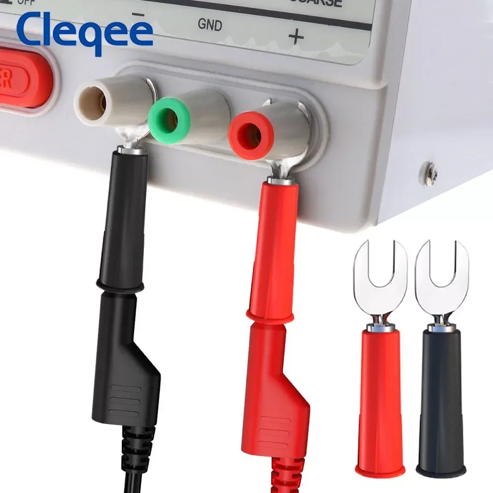 Cleqee P1036A 4mm Spina da banana a banana Kit di puntali per multimetro Filo in PVC Clip a coccodrillo Tipo U Spina a forcella Set di strumenti