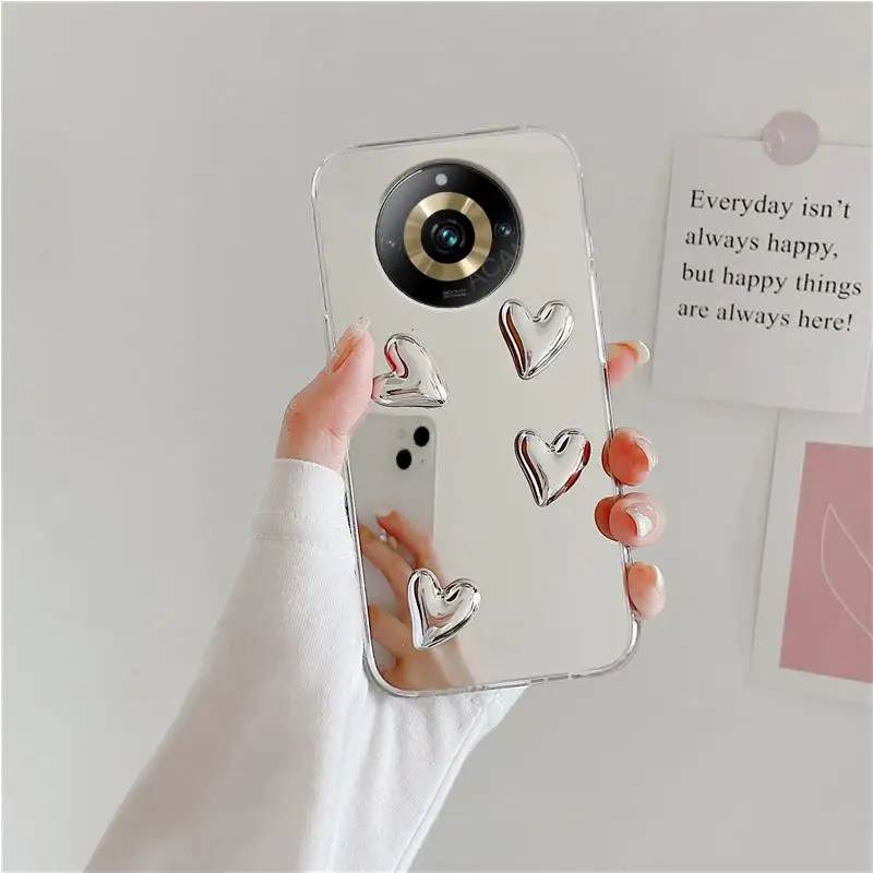 For Oppo Realme 11 Pro PLus +  A5 A9 2020 Glossy 3D Love Heart Mirror Phone Case 11pro 11pro+ A 5 9 Back Cover