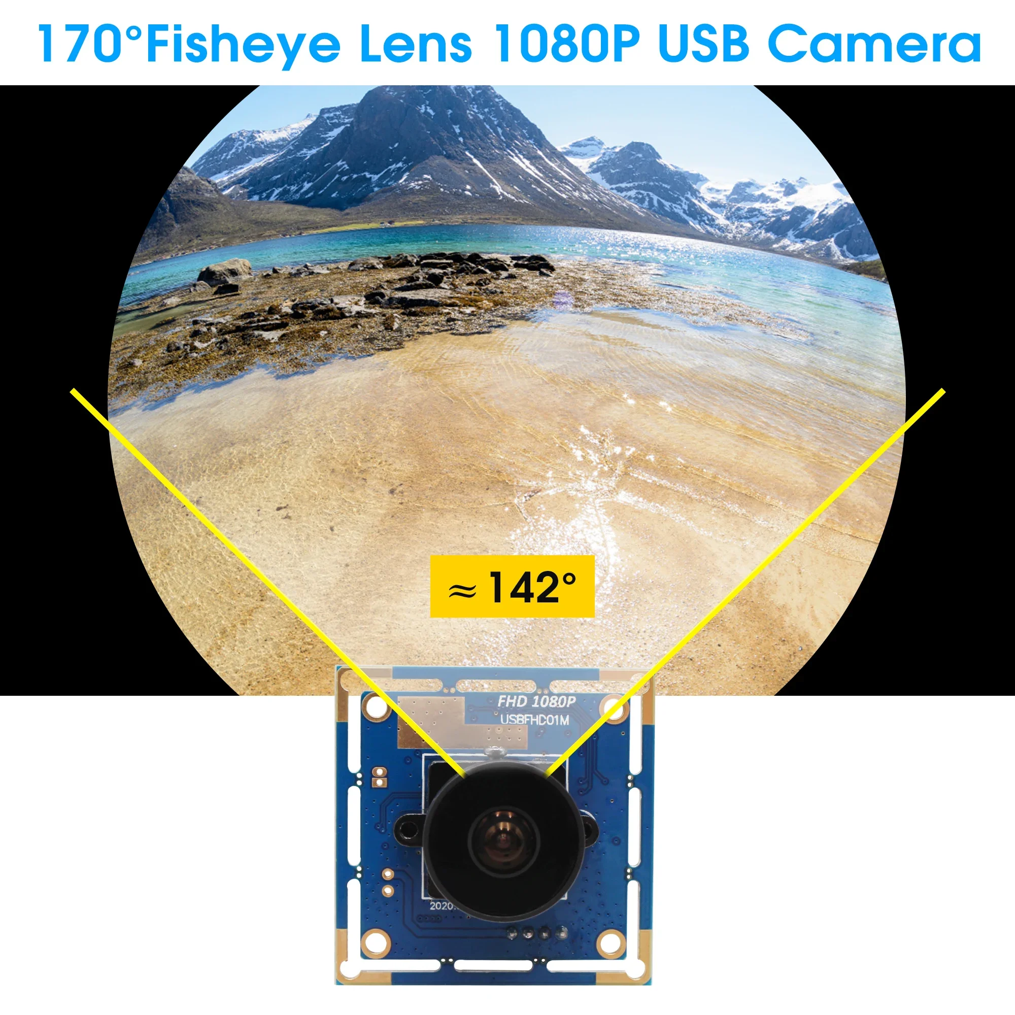 ELP 1080P USB Camera Module 1080P 30fps, 720P 60fps, 480P 120fps High Speed Wide Angle Mini Endoscope Module for Robotic Vision