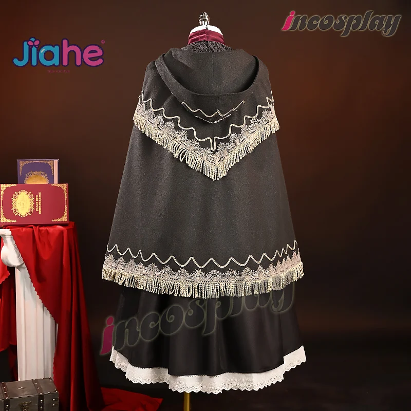 دمية الدمية المنقولة بالدم، دمية تنكرية لابنة الكون، زي شال وقبعة وشاح، فستان واقي اليد، زي حفلات الهالوين