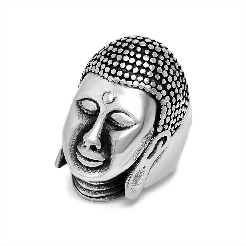 

Chinese Style Retro Creative Myth Shakyamuni Buddha Portrait Ring Fashionable and Personalized Men's Tail Ring Accessories