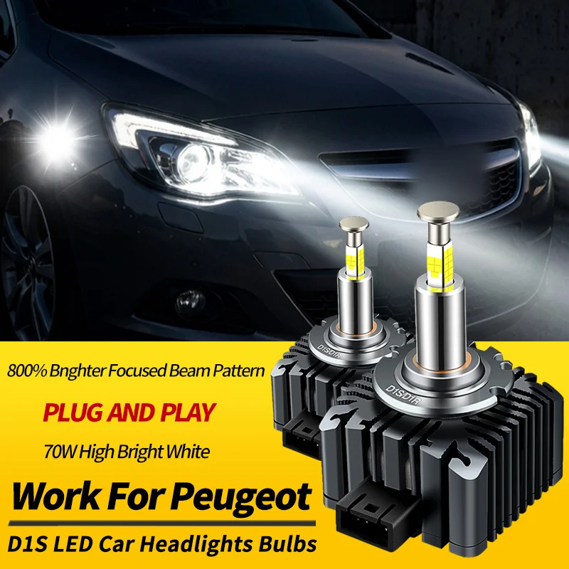 2PCS D1S 70W LED Headlights Bulbs Turbo Lights Canbus For Opel Astra J 2009 2010 2011-2014 Xenon HID Replacement Car Accessories