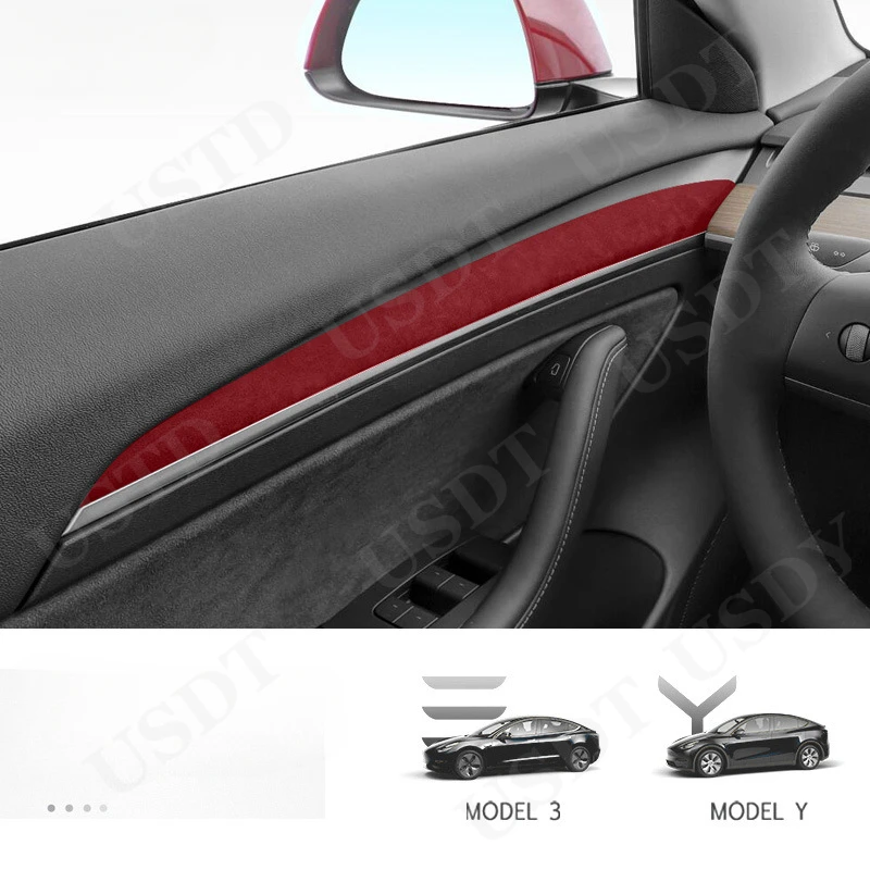 Made of Alcantara Interior Door Panel Cover Trim For Tesla Model Y Model 3 2017 - 2023