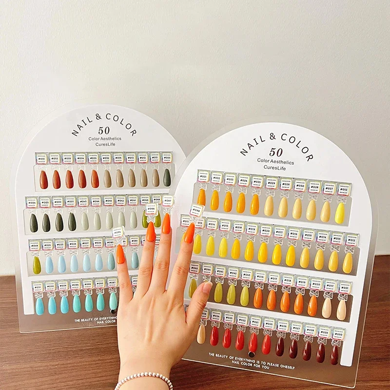 Placa de Color de uñas acrílica Premium, 24 colores, imán, tablero de exhibición de puntas de uñas, tarjeta de Color de comparación con pegatinas de números para salón